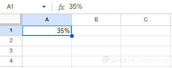 google sheets percentage number format