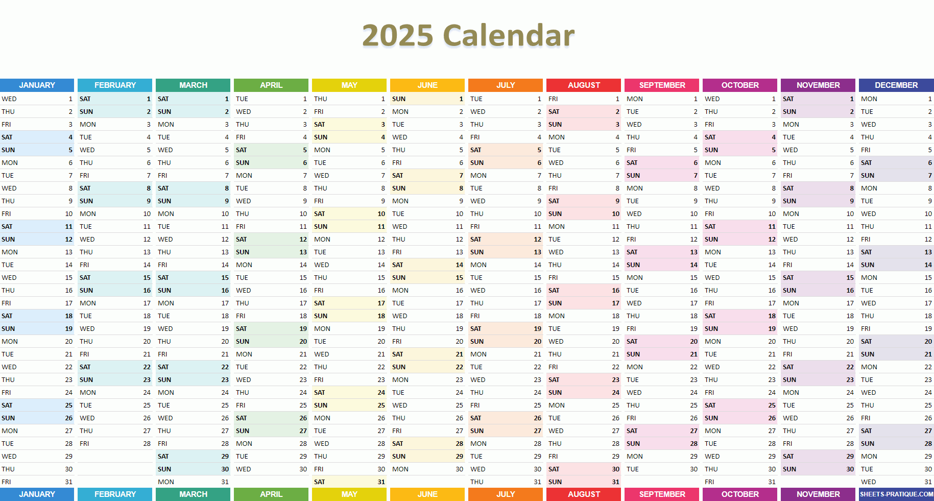 2025 Calendar