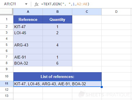 google sheets function textjoin cells