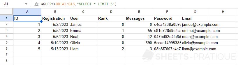 google sheets query function limit