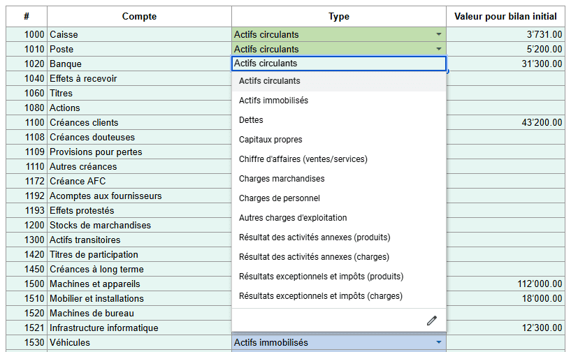 comptabilite google sheets gestion comptes suite