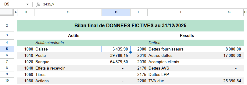 comptabilite google sheets montants suite