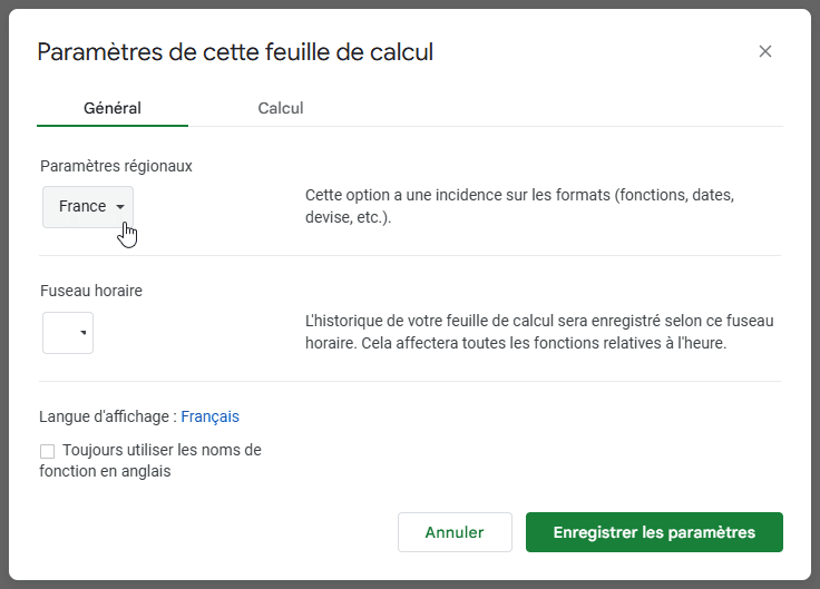 comptabilite google sheets separateur decimale suite